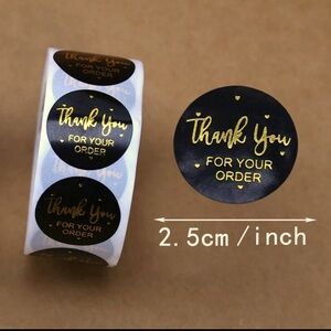 500pcs/Roll Black Thank You For Your Order Sticker 🖤